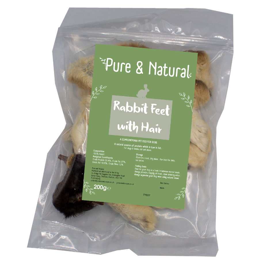 Pure & Natural Rabbit Feet With Hair - Su-bridge Pet Supplies