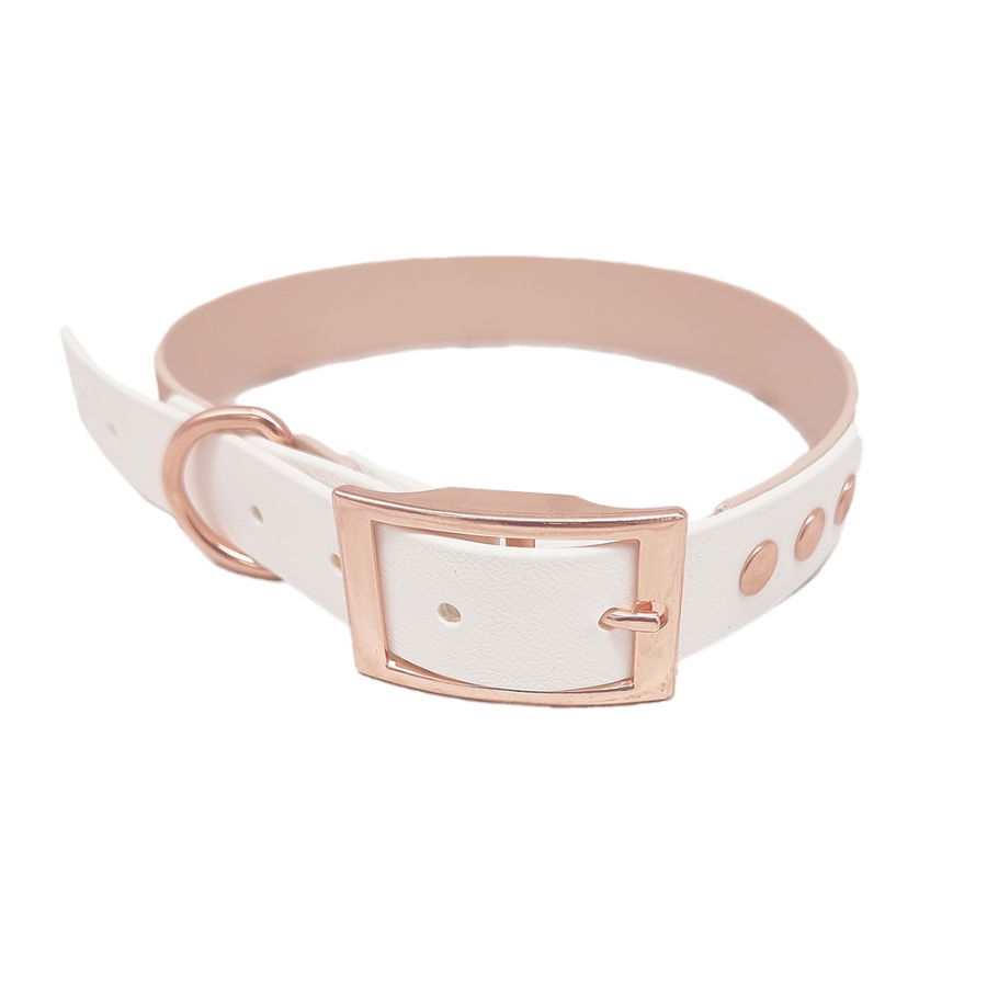 Trinkety Paws City Collection Biothane Dog Collar Powder Pearl/White