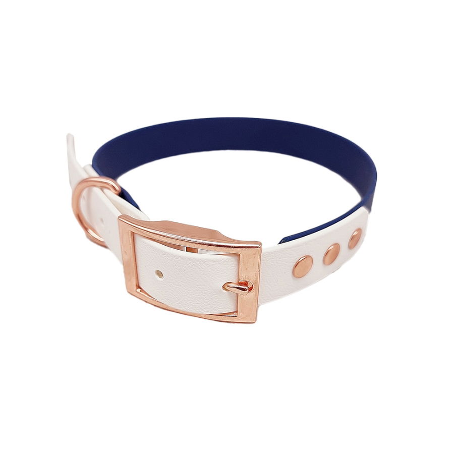 Trinkety Paws City Collection Biothane Dog Collar Navy/White