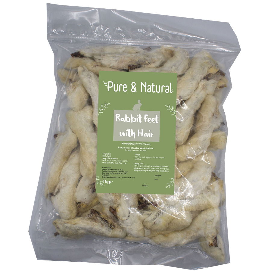 Pure & Natural Rabbit Feet With Hair - Su-bridge Pet Supplies