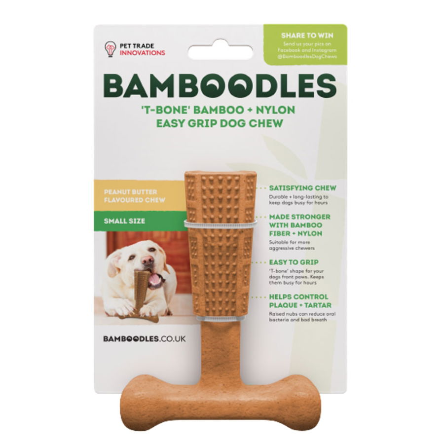 Bamboodle Dog T-Bone Chew Toy Peanut Butter