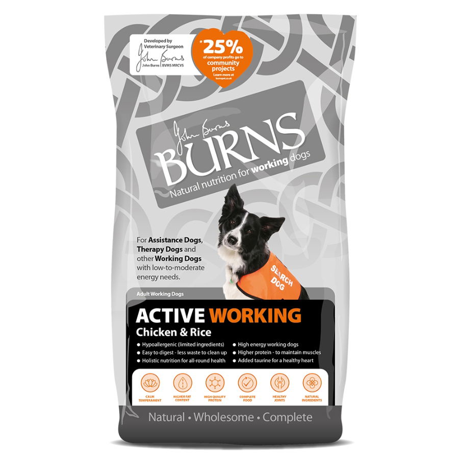 Burns Adult Dog Active For Working Dogs Chicken & Rice